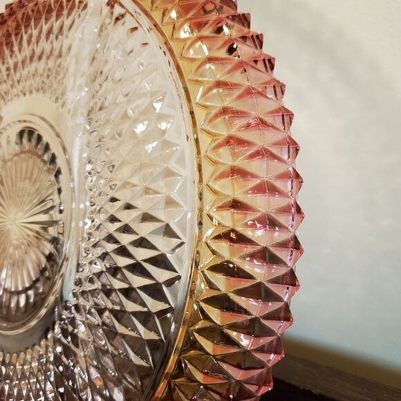 Indiana Glass Ruby Red Diamond Point Divided Serving Platter 12.25" - Picture 3 of 7